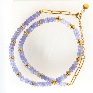 Gorgeous Tanzanite Beaded Necklace AND Bracelet AAA Gemstone Jewelry waterproof
